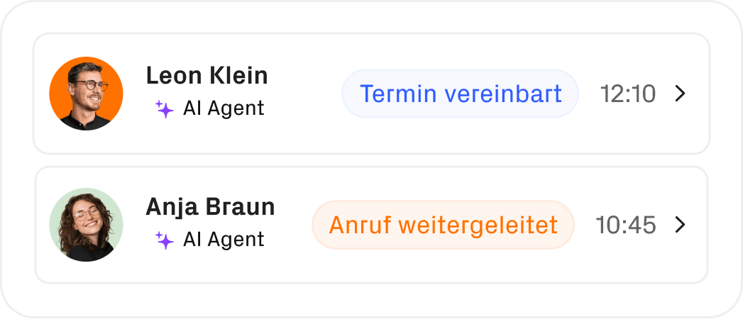 Beispiele von Anrufen, die ein AI Agent beantwortet hat